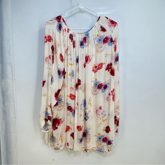Lucky Brand Size 3X Floral Print Semi Sheer Popover Blouse w/Drawstring Closure - Picture 10 of 11